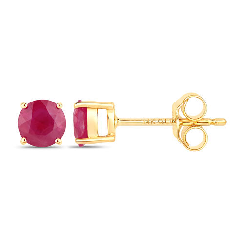 Pendientes de Rubí Genuino de 0.86 Quilates en Oro Amarillo de 14K