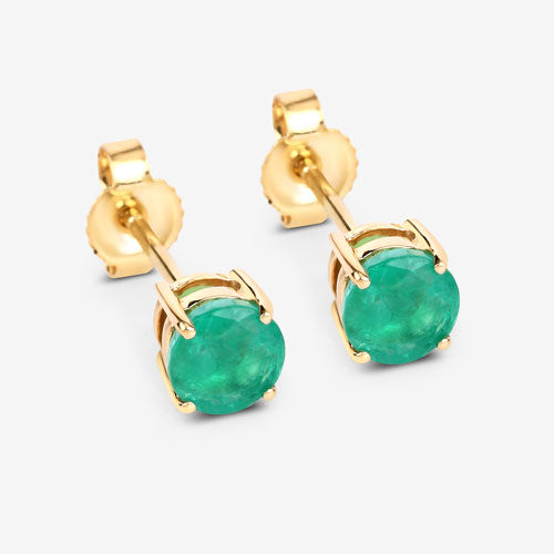 Boucles d'oreilles en or jaune 10K avec émeraudes zambiennes véritables de 0,72 carat