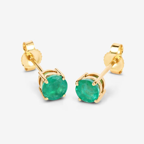 Boucles d'oreilles en or jaune 10K avec émeraudes zambiennes véritables de 0,72 carat