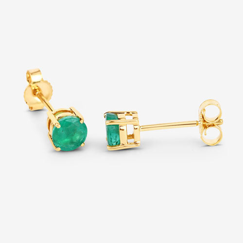 Boucles d'oreilles en or jaune 10K avec émeraudes zambiennes véritables de 0,72 carat