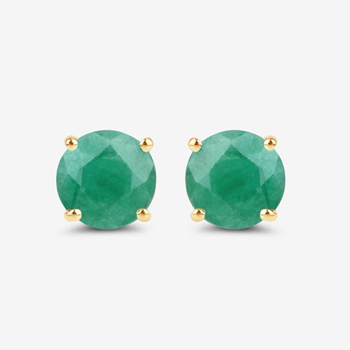 Boucles d'oreilles en or jaune 10K avec émeraudes zambiennes véritables de 0,72 carat