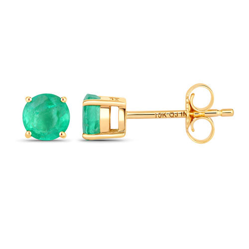 Boucles d'oreilles en or jaune 10K avec émeraudes zambiennes véritables de 0,72 carat