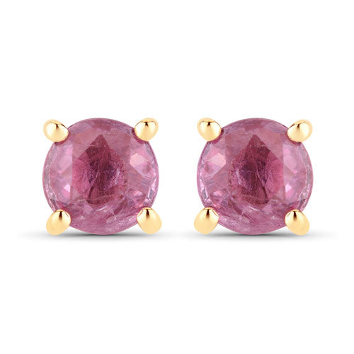 Boucles d'oreilles en or jaune 10K avec saphirs roses véritables de 1,30 carat