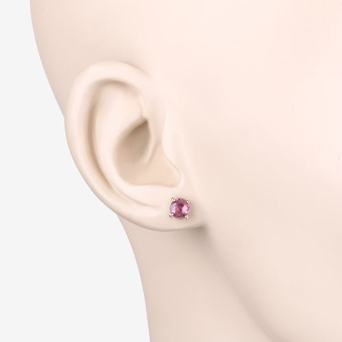 Boucles d'oreilles en or jaune 10K avec saphirs roses véritables de 1,30 carat