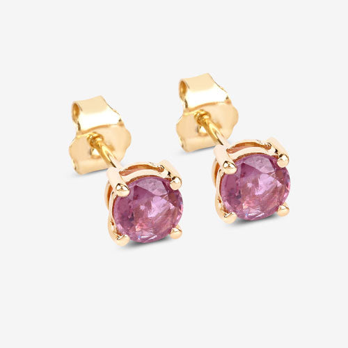 Boucles d'oreilles en or jaune 10K avec saphirs roses véritables de 1,30 carat