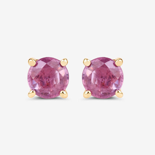 Boucles d'oreilles en or jaune 10K avec saphirs roses véritables de 1,30 carat