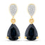 2.76 Carat Genuine Blue Sapphire and Diamond 10K Yellow Gold Earrings