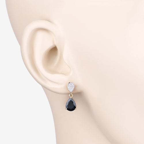 2.76 Carat Genuine Blue Sapphire and Diamond 10K Yellow Gold Earrings