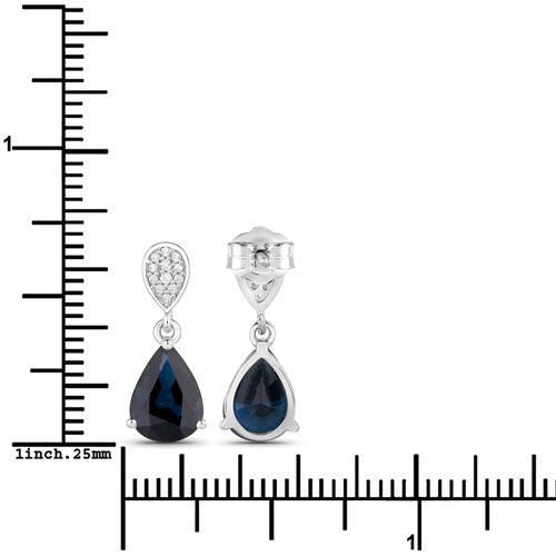 Boucles d'oreilles en saphir bleu et diamant de 2,76 carats en or blanc 14K