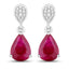 2.46 Carat Genuine Ruby and White Diamond 14K White Gold Earrings