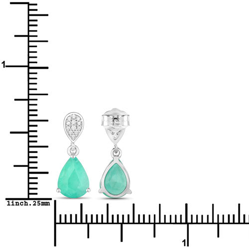 Boucles d'oreilles en or blanc 10K avec émeraude zambienne et diamants de 2,28 carats