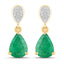 2.28 Carat Genuine Zambian Emerald and Diamond 10K Yellow Gold Earrings