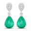 Pendientes de Esmeralda Zambiana y Diamante de 2.28 Quilates en Oro Blanco de 14K