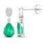Pendientes de Esmeralda Zambiana y Diamante de 2.28 Quilates en Oro Blanco de 14K