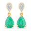 Boucles d'oreilles en or jaune 14K avec émeraudes et diamants zambiens de 2,28 carats