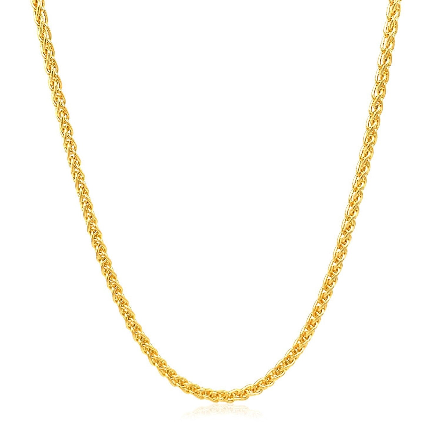 14k Yellow Gold Round Wheat Chain - 2.1mm