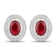 2.12 Carat Genuine Ruby and White Diamond 14K White Gold Earrings