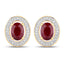 2.12 Carat Genuine Ruby and Diamond Halo Earrings in 14K Gold