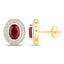 2.12 Carat Genuine Ruby and Diamond Halo Earrings in 14K Gold