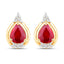 Boucles d'oreilles en or jaune 14K avec rubis et diamants blancs de 1,36 carat