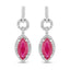 Boucles d'oreilles en or blanc 14K avec rubis et diamants de 1,23 carat