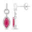 Boucles d'oreilles en or blanc 14K avec rubis et diamants de 1,23 carat