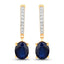 3.24 Carat Blue Sapphire & Diamond 14K Yellow Gold Earrings