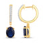 3.24 Carat Blue Sapphire & Diamond 14K Yellow Gold Earrings