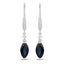 2.73 Carat Genuine Blue Sapphire and White Diamond Earrings in 14K White Gold