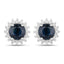 Boucles d'oreilles en saphir bleu et diamant de 2,38 carats en or blanc 14K