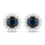 Pendientes Halo de Zafiro Azul y Diamante en Oro Amarillo de 14K