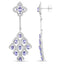 3.90 Carat Genuine Tanzanite and White Topaz Earrings in Sterling Silver