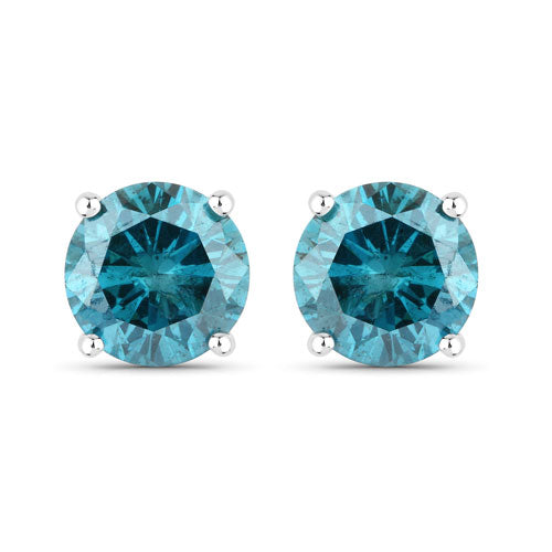 Boucles d'oreilles en diamant bleu véritable de 0,81 carat en or blanc 14 carats