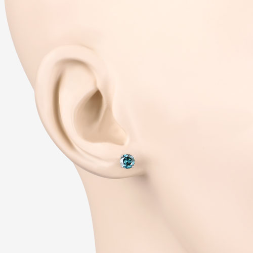 Boucles d'oreilles en diamant bleu véritable de 0,81 carat en or blanc 14 carats