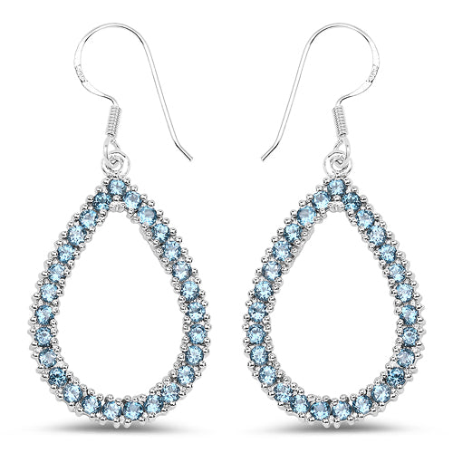 Boucles d'oreilles en argent sterling avec topaze bleue de Londres de 4,32 carats