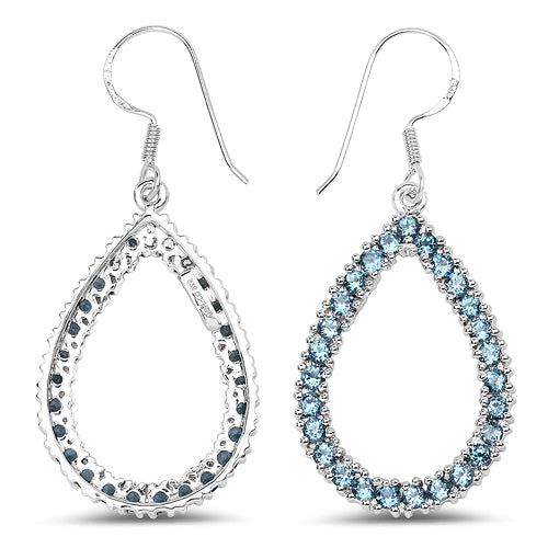 Boucles d'oreilles en argent sterling avec topaze bleue de Londres de 4,32 carats