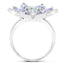 1.34 Carat Aquamarine and Tanzanite Sterling Silver Ring