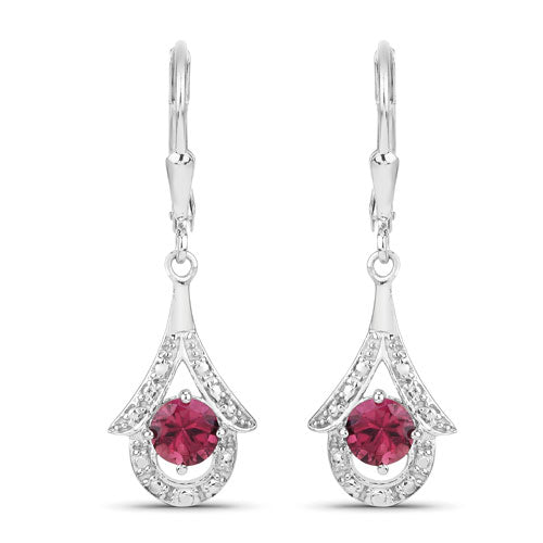 1.20 Carat Genuine Pink Tourmaline Sterling Silver Earrings
