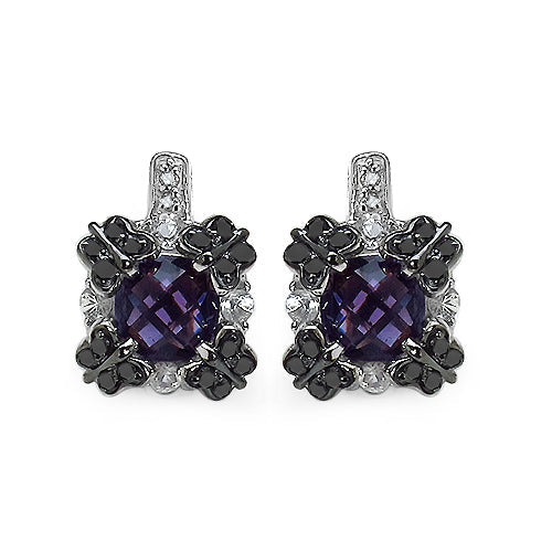 Boucles d'oreilles en améthyste véritable de 2,67 carats et saphirs blancs