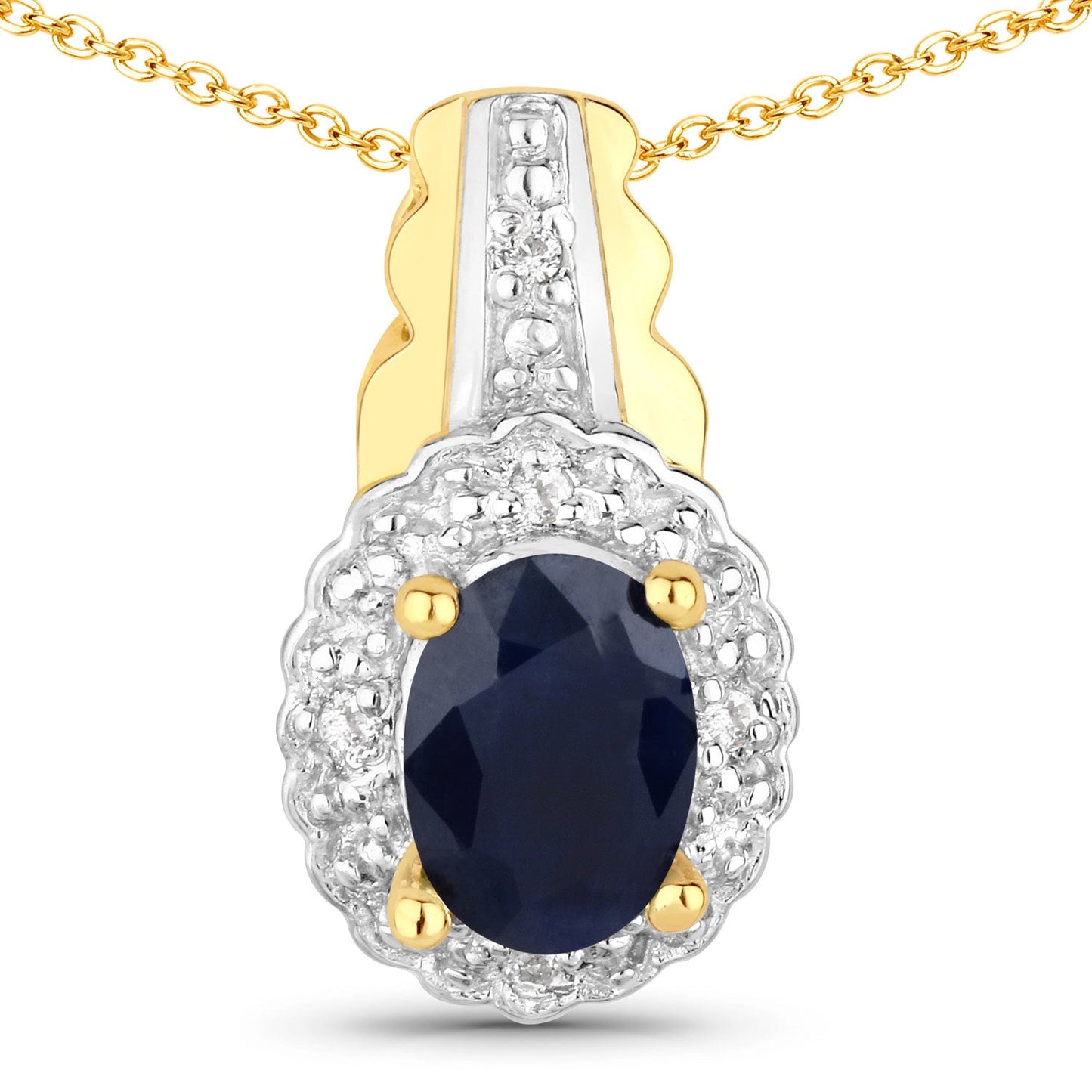 Ensemble de bijoux en saphir noir bleu et topaze blanche de 1,96 carat