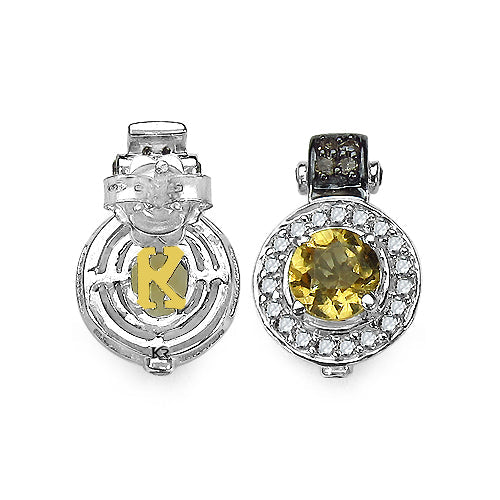 1.00 Carat Genuine Citrine & Diamond Accent Sterling Silver Earrings