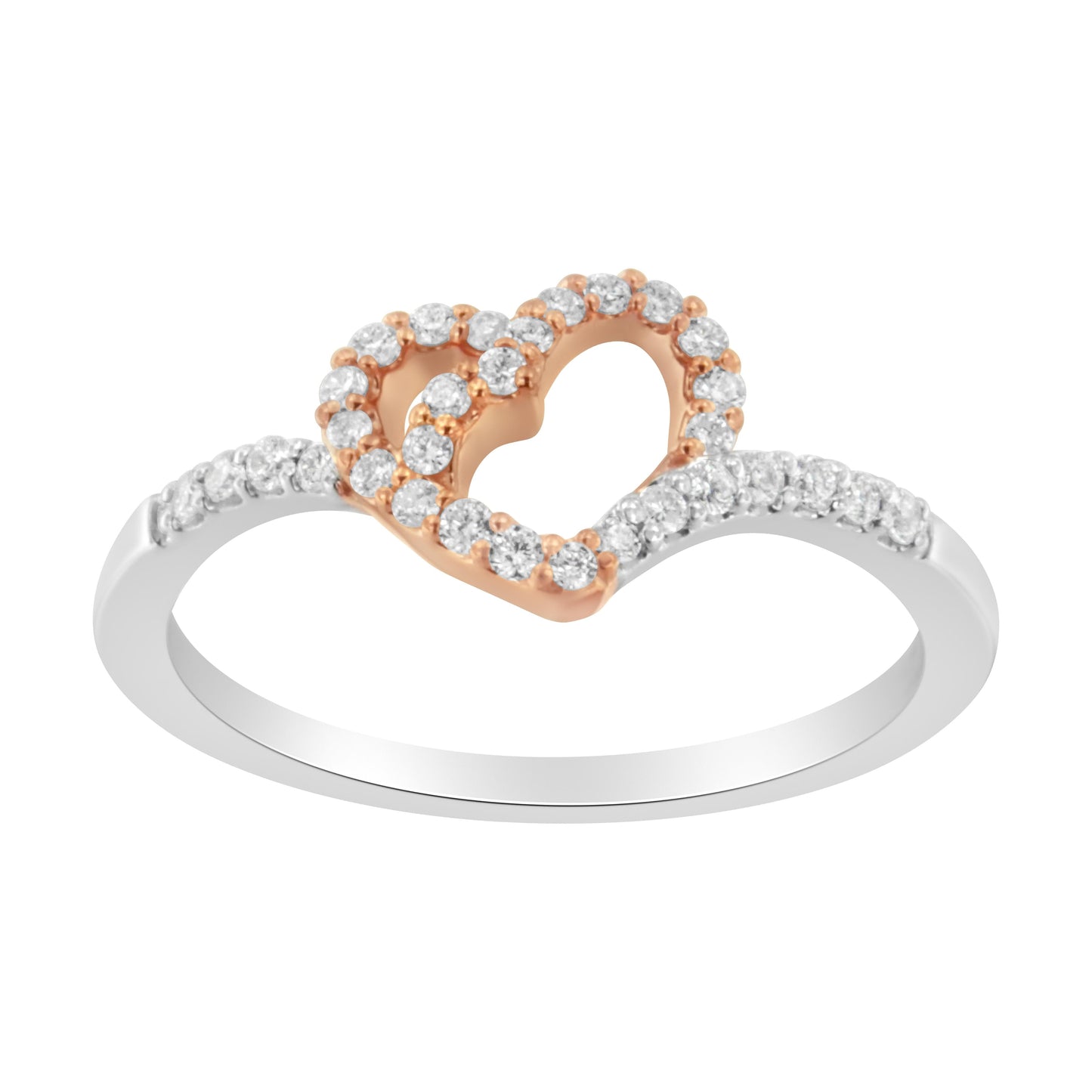 Bague cocktail en diamant en or bicolore 10K - Taille 6-1/2