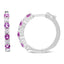 Pendientes de aro de oro blanco de 10 quilates con diamantes y zafiros azules