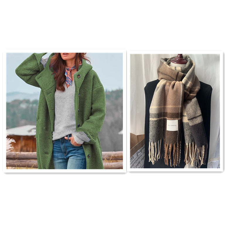 Women's Thickened Tweed Medium-Length Trench Coat
