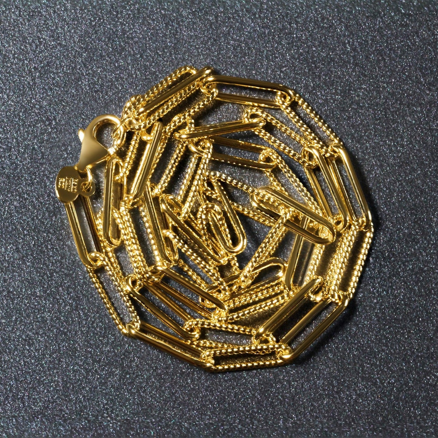 14k Yellow Gold Textured Paperclip Chain Necklace