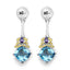 Pendientes de Topacio Azul y Amatista de 5.55 Quilates en Plata Esterlina