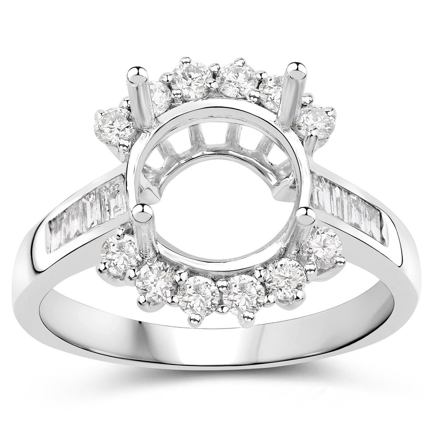 Bague de fiançailles semi-montée en or blanc 14K avec diamant blanc de 0,58 carat