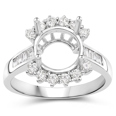 Bague de fiançailles semi-montée en or blanc 14K avec diamant blanc de 0,58 carat