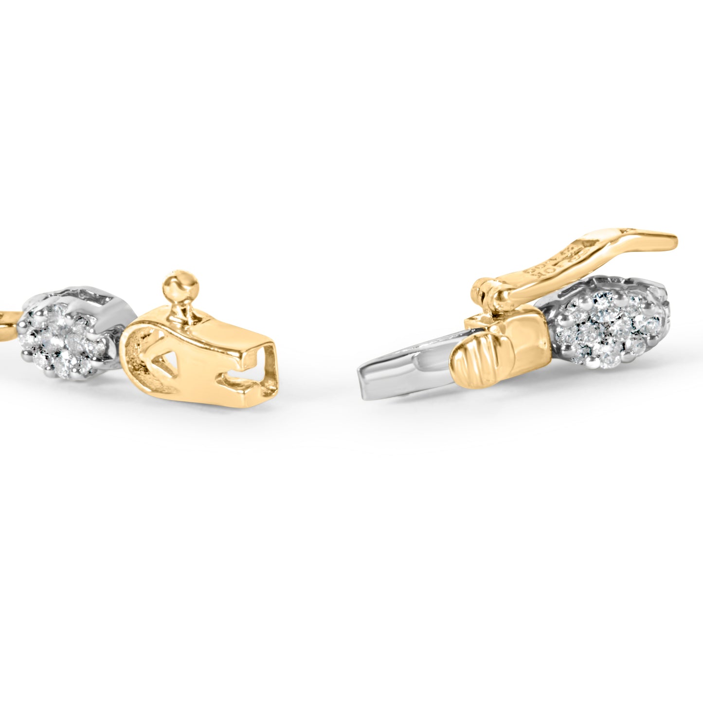 Bracelet en or blanc et jaune 10K avec diamants en forme d'ovale - 1,00 cttw