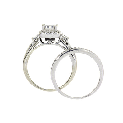 Ensemble de bague de fiançailles en diamant de 1,00 ct en or blanc 10KT